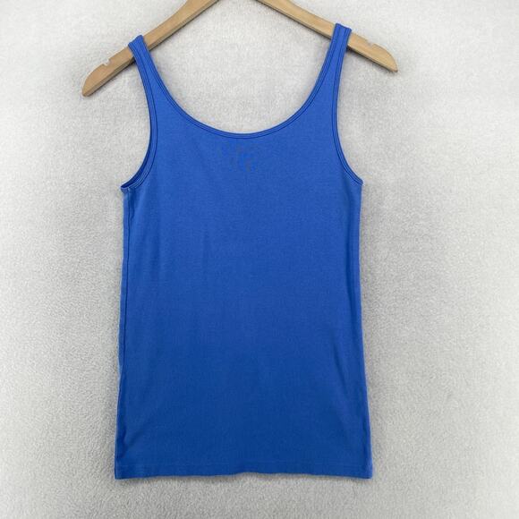 EILEEN FISHER Tank Top S Organic Cotton Ribbed Stretch Jersey Cami Royal Blue - Picture 2 of 9